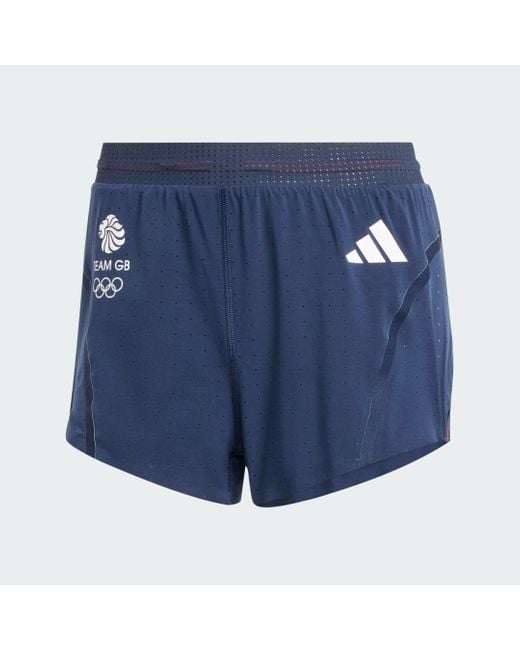 Adidas Blue Team Gb Adizero Running Split Shorts