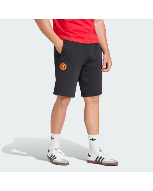 Adidas Black Manchester United Essentials Trefoil Shorts for men