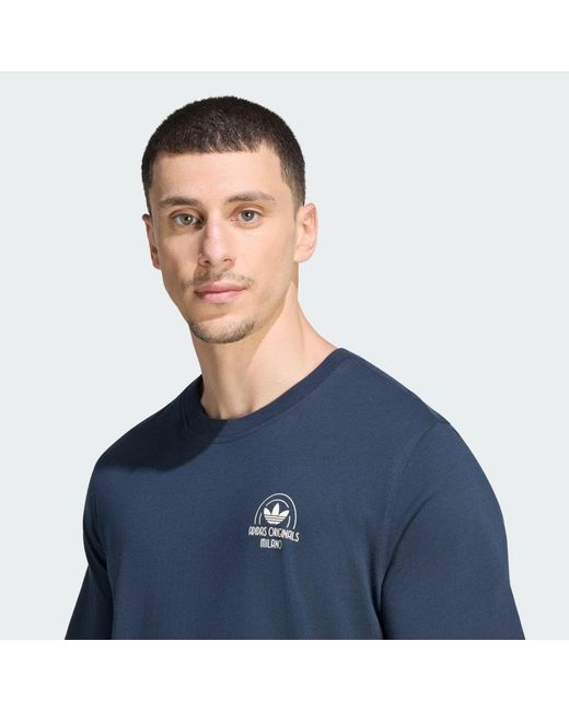 Adidas Blue Milano Shop Graphic Loose Tee for men