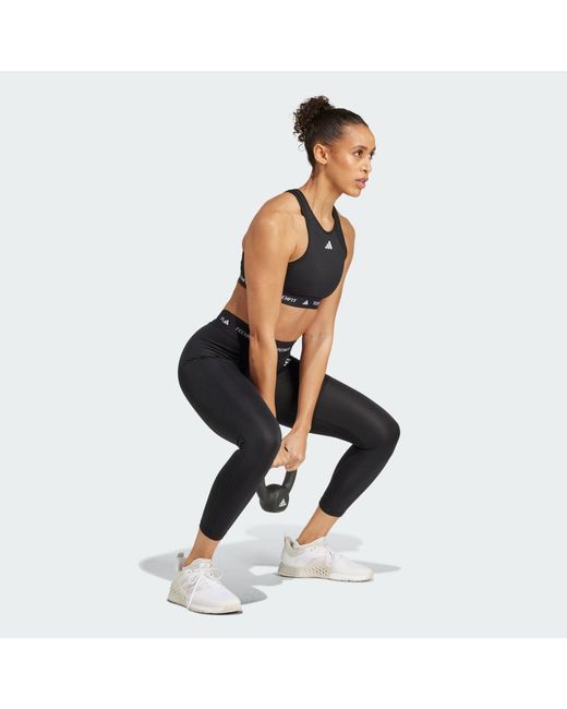 Adidas Black Techfit Medium-Support High-Neck Bra