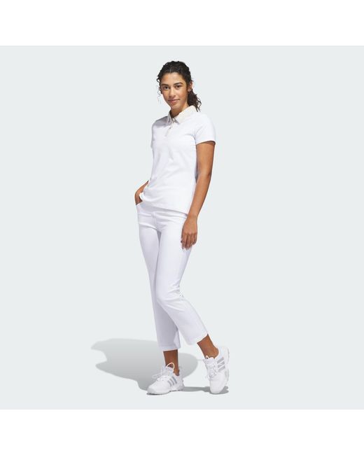 Adidas White Ultimate365+ Butterspun Grid Polo Shirt