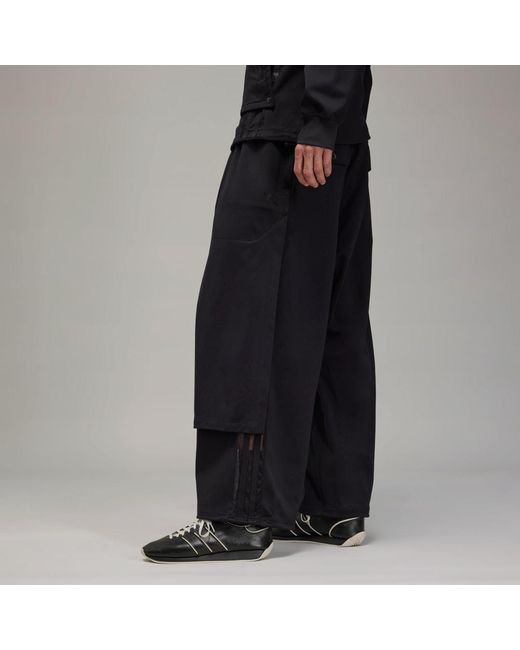 Adidas Black Y-3 Mesh Stripes Track Tracksuit Bottoms for men