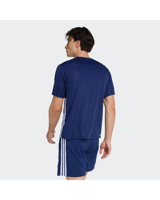 Adidas Blue Workout Essentials Base 3-Stripes T-Shirt for men