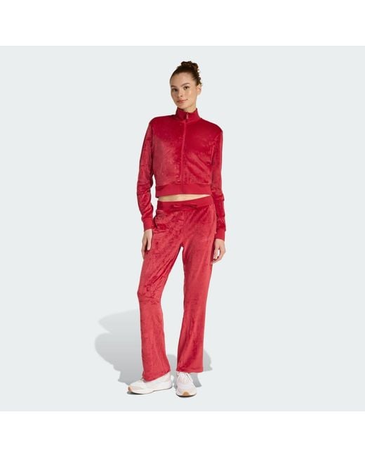 Adidas Red Glam Velvet Tracksuit