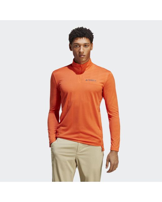 Adidas Originals Red Terrex Multi Half-zip Long Sleeve Long-sleeve Top for men