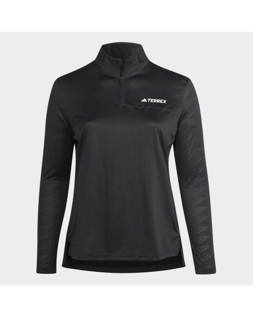 Adidas Black Terrex Multi Half-zip Long-sleeve Top (plus Size)