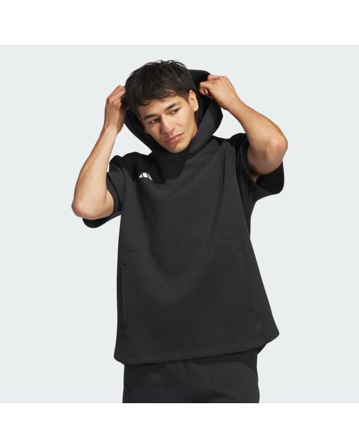 Adidas Black Dugout Short Sleeve Hoodie (Gender Neutral)