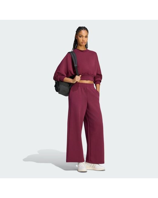 Adidas Red Soft Lux Straight Leg Tracksuit Bottoms