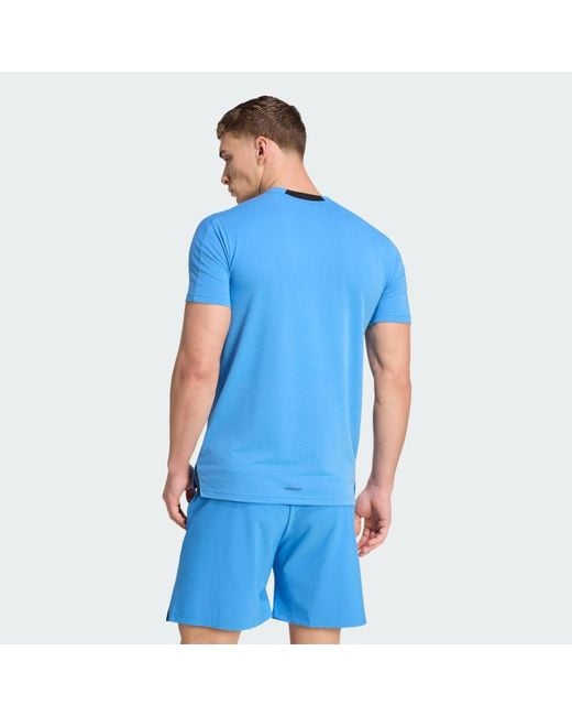Adidas Blue Designed For Training Workout Tee for men