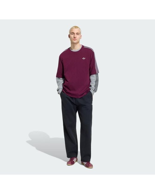 Adidas Purple Adicolor 3-Stripes Oversized T-Shirt for men