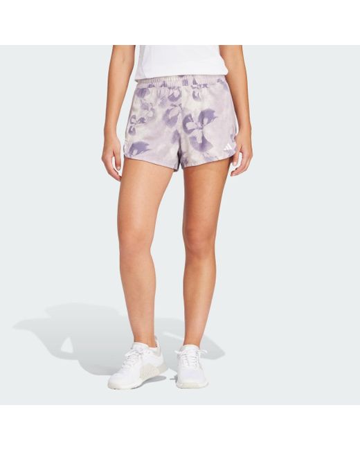 Adidas Originals Blue Pacer Essentials Aop Flower Tie-dye Knit Shorts