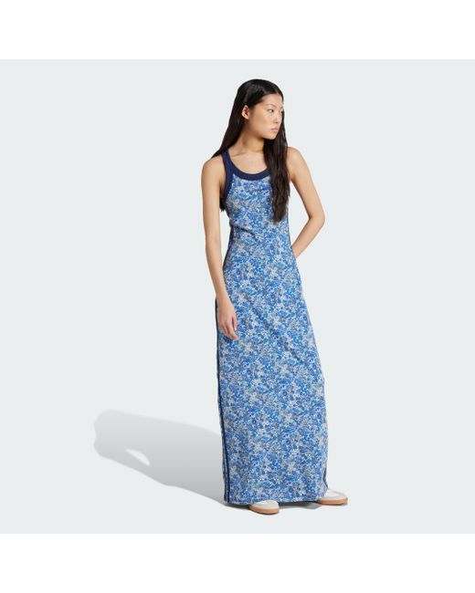 adidas originals x liberty london tonal maxi dress CLOTHING - adidas Originals x Liberty London Tonal Football Dress - Blue
