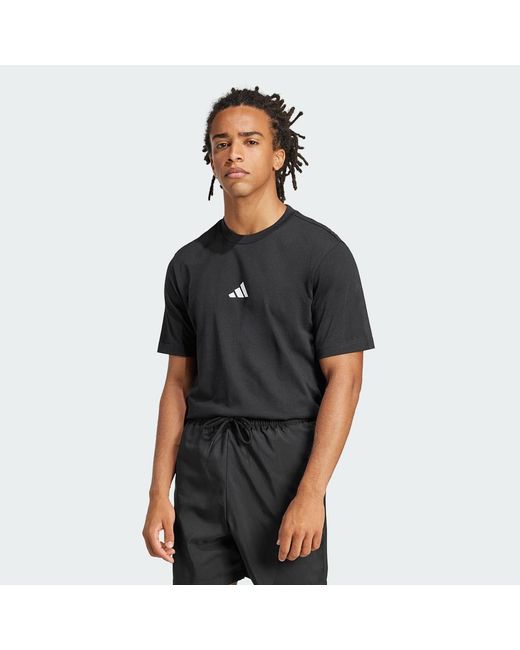 Adidas Black Essentials Small Logo Single Jersey T-Shirt for men