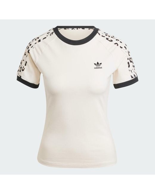 Adidas Gray Leopard 3-Stripes Tee