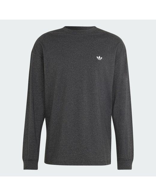 Adidas Gray Trefoil Essentials Melange Long Sleeve Long-Sleeve Top for men