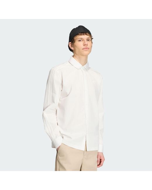 Adidas White 3 Stripes Button Up Shirt for men