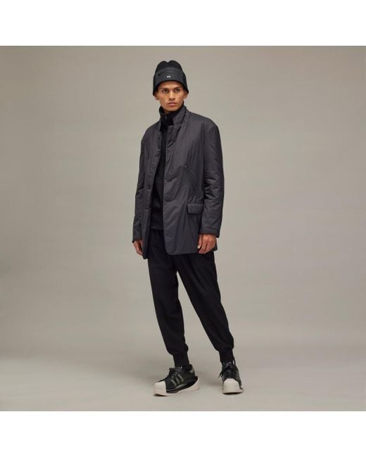 Adidas Black Y-3 Wool Flannel Cuffed Joggers for men