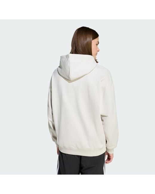 Adidas White Premium Essentials Hoodie for men