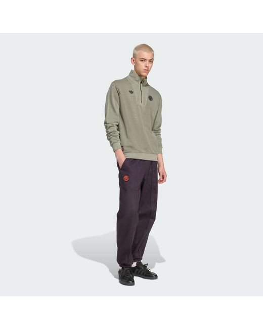 Adidas Gray Fc Bayern Terrace Icons Half-Zip Top for men