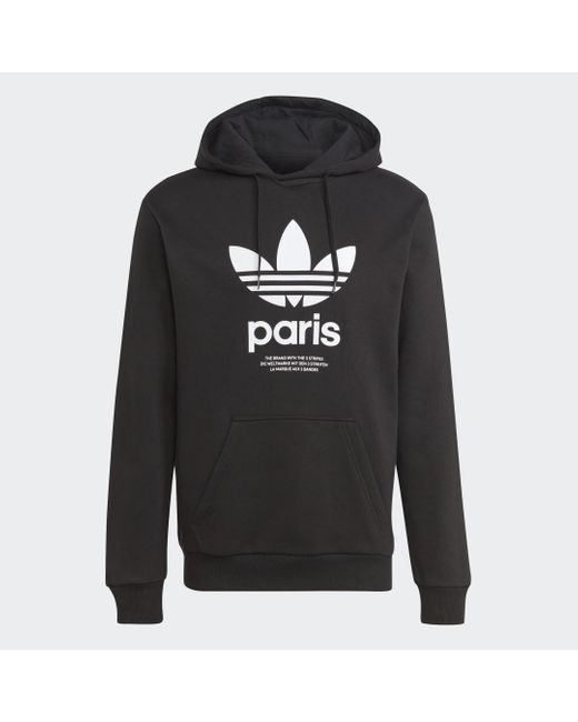 Felpa con cappuccio Icone Paris City Originals di Adidas in Black da Uomo