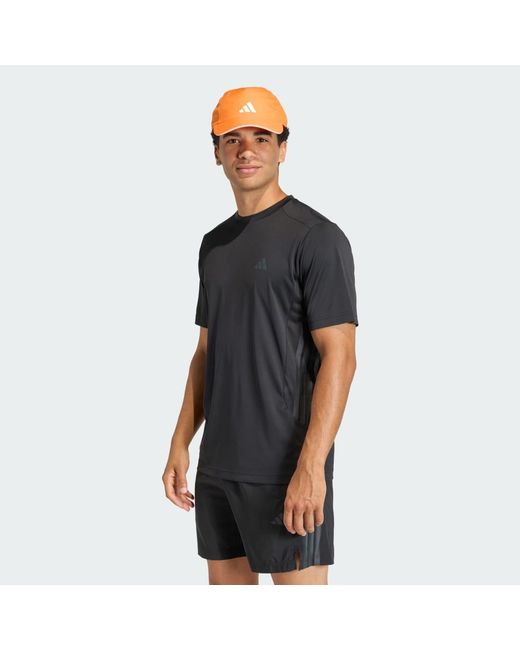 Adidas Black Tech Essentials Workout 3 Stripes T-Shirt for men