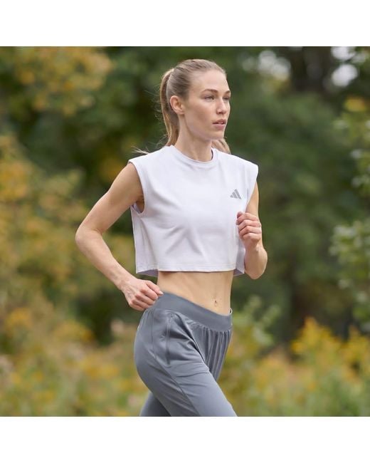 Adidas White Adi365 Running Essentials Crop T-Shirt
