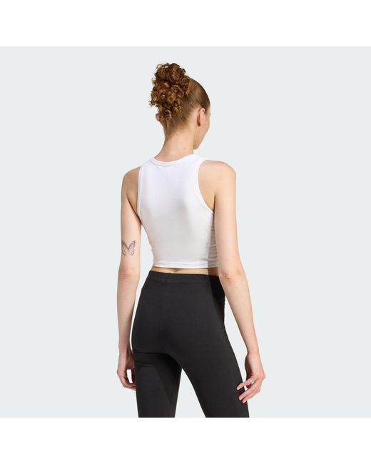 Adidas White Essentials 3-Stripes Padded Tank