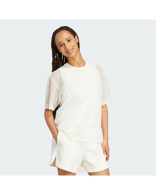 Adidas White ALL SZN SOFT LUX MESH T-SHIRT