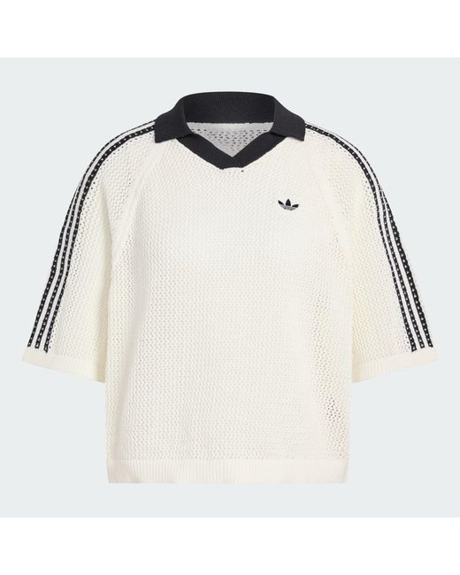 Adidas White T-Shirt Adidas Knitted Crochet Polo
