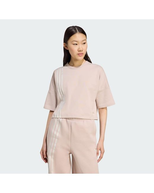 Adidas Pink Off Placed 3-Stripes Tee