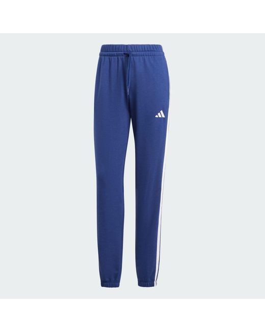 Adidas Blue S 3-stripes French Terry Cuffed Sportswear Pants
