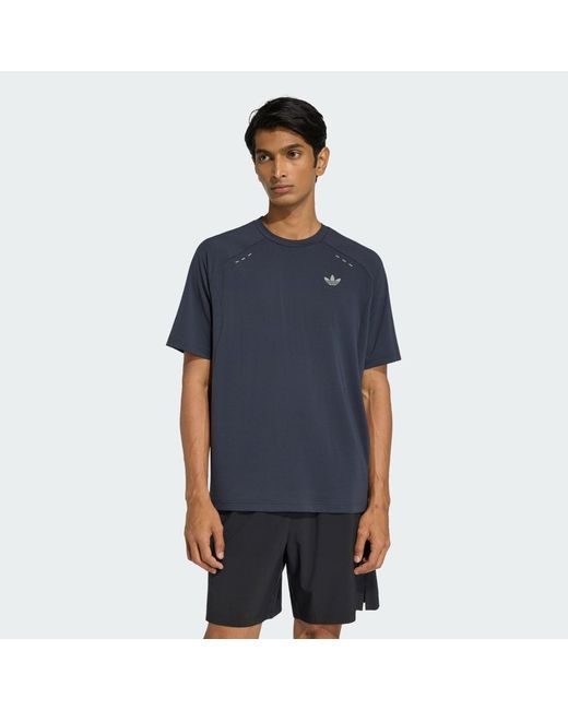 Adidas Blue Tech Trefoil Essentials Polyester T-Shirt for men
