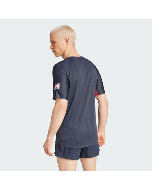Adidas Blue Team Gb Adizero Running T-Shirt for men