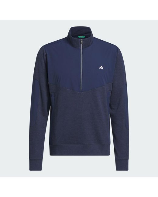 Adidas Blue Ultimate365+ Course Control Hybrid Quarter-Zip Sweatshirt for men