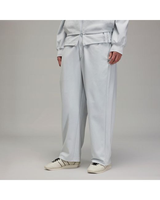Adidas Gray Y-3 Mesh Stripes Track Tracksuit Bottoms for men