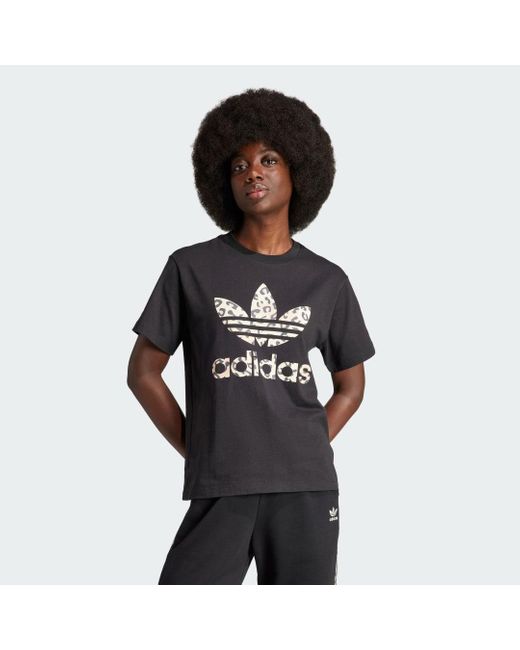 Adidas Black Originals Leopard Luxe Trefoil T-shirt