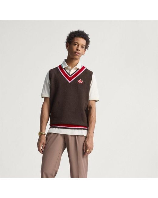 Adidas Brown Originals Knit Vest for men