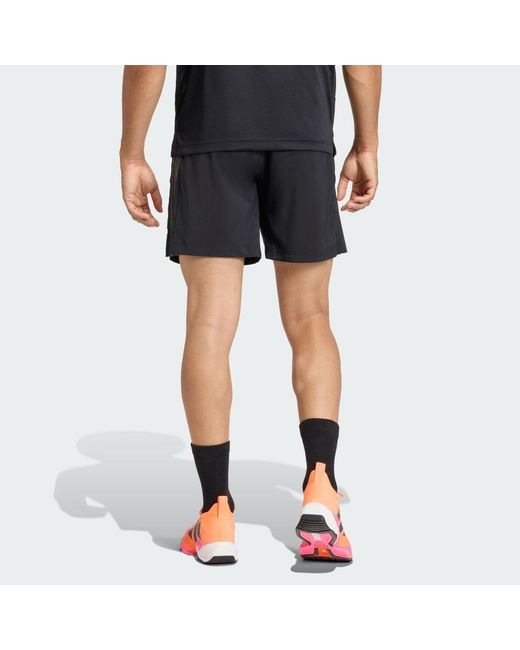Adidas Blue Tech Essentials Workout 3-Stripes Shorts for men