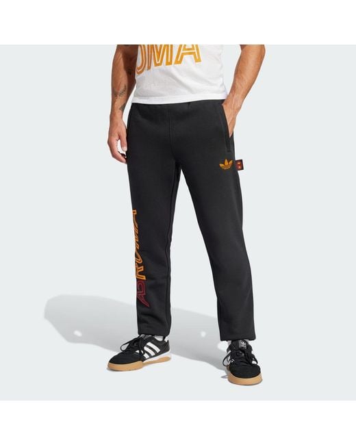 Adidas Black As Roma Graphic Tracksuit Bottoms for men