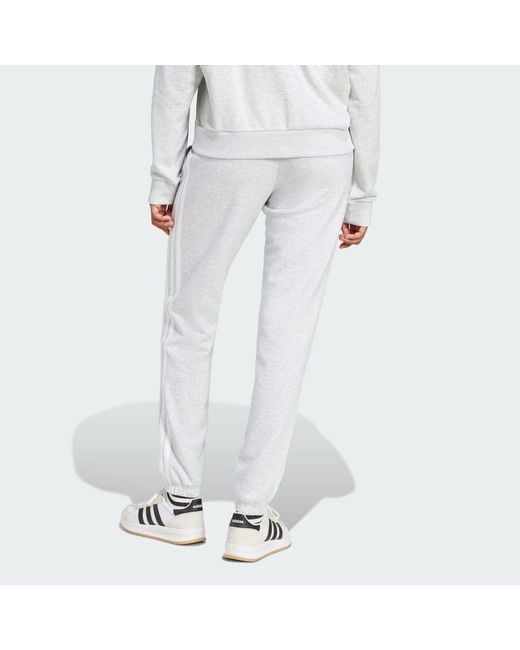 Adidas White Essentials 3-Stripes French Terry Cuffed Joggers