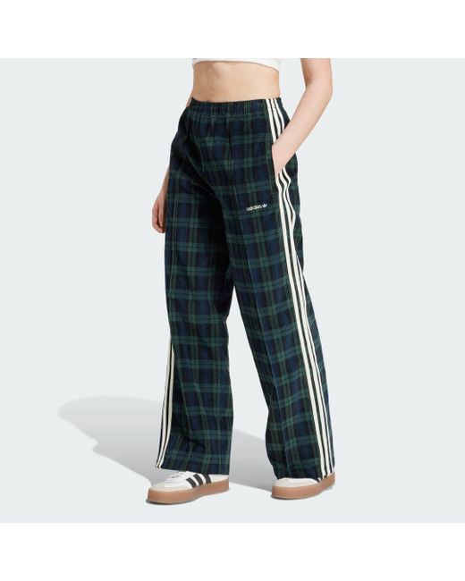 Adidas Blue Corduroy Tartan Wide Leg Trousers