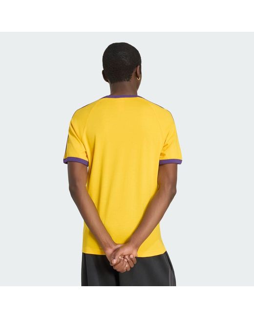 Adidas Yellow 3-Stripes Slim Ringer T-Shirt for men