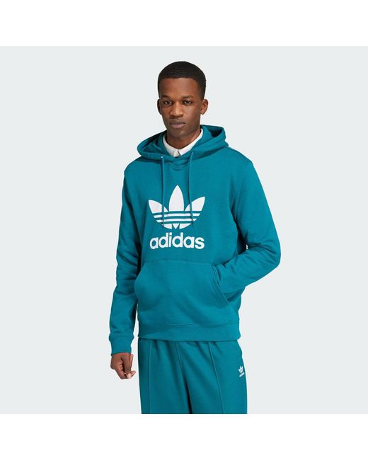 Adidas Blue Adicolor Classics Trefoil Hoodie for men