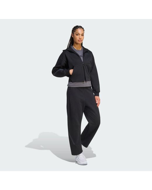 Adidas Originals Black Z.N.E. Cropped Full Zip Sweatshirt