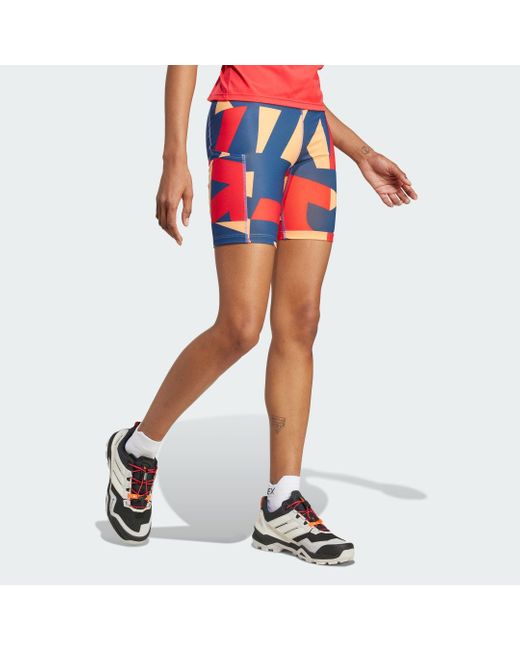 Adidas Blue Terrex Multi 8-Inch Printed Kurze Leggings