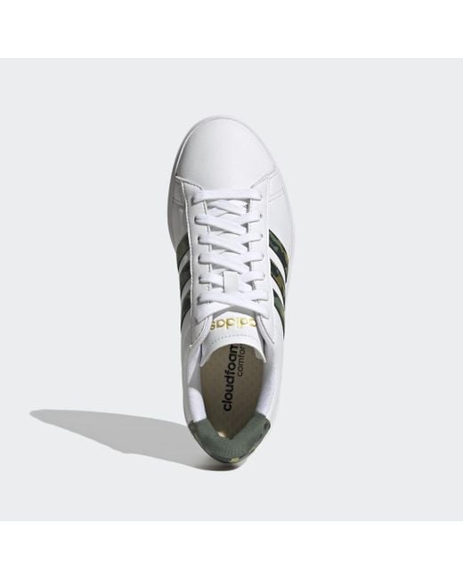 Adidas White Grand Court Cloudfoam Lifestyle Court Comfort Style Shoes