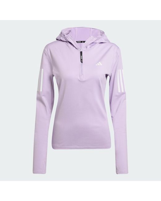 Adidas Purple Own The Run Winterized Hooded Half-Zip