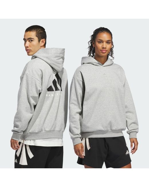 Adidas Gray Basketball Fleece Hoodie (Gender Neutral)