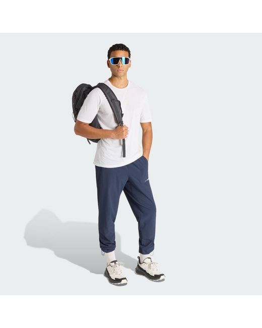 Adidas Blue Multi Essentials Stretch Joggers for men