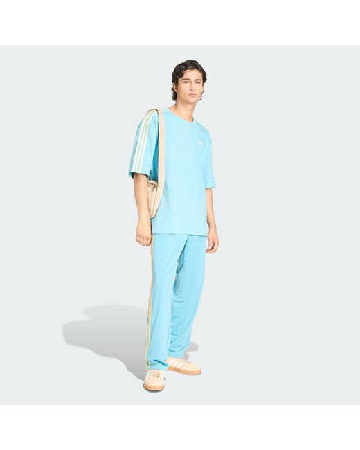 Adidas Blue Adicolor 3-Stripes Oversized T-Shirt for men